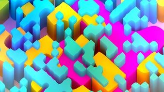 3D graphics with different geometric shapes