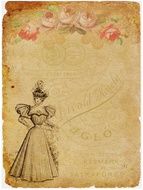 vintage paper with a lady and flower pattern