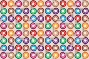 beige background with colorful circles