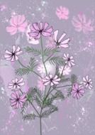 purple flowers on the wallpaper