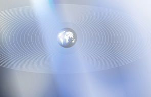 image planets and spheres on a blue background
