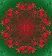 red fractal flower in the green background