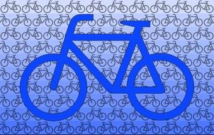 blue bicycle on the background of small bicycles