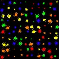 stars of different colors on a black background