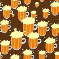 brown background with beer mugs pattern