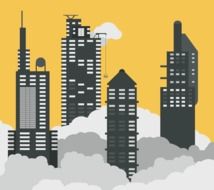 graphic drawing of skyscrapers