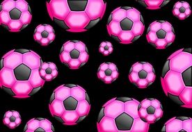 pink soccer balls on a black background