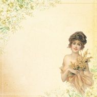 Vintage Lady Flower Background