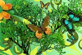 Background Tree Butterfly Design