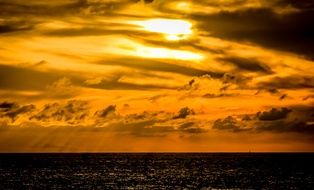 dramatic orange sea sunset