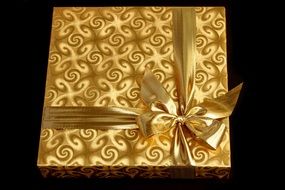 gift wrapped in a golden paper