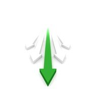 white and green arrow on white background