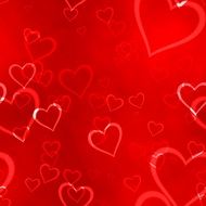 transparent hearts on a red background