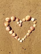 Heart Love Shell Sand Sea