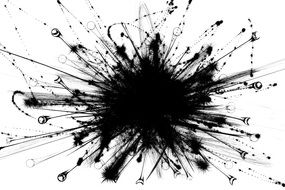 black paint blot on white background