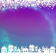 background with silhouette of a town in Christmas time