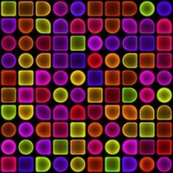 neon shapes on black background