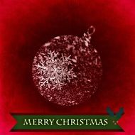 Christmas ball with snowflake on a red background