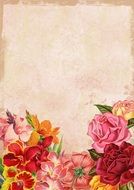 floral background with old paper texture
