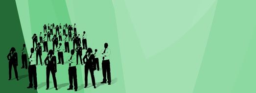 people silhouettes on green background