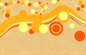 Abstract waves and circles on an orange background
