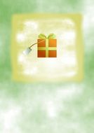 Christmas gift on a cloudy background