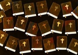 painted Bibles on a dark background