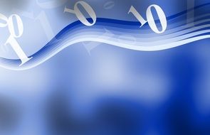 numbers and wave on a blue background