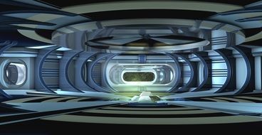 wallpaper with interior of spaceship