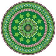 geometric green pink mandala flower