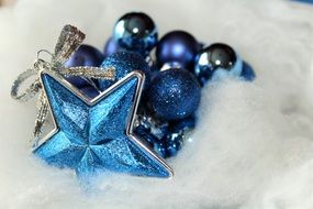 background with blue christmas decorations