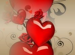 3d red hearts