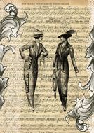 ladies on vintage background