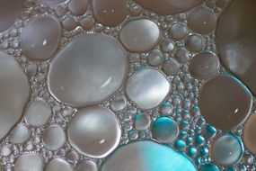 blue light among transparent oil circles