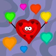 grey background with colorful hearts