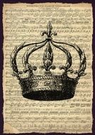 Vintage Music Sheet Crown Song