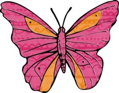 pink butterfly with orange spots