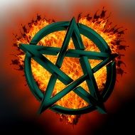 Pentagram Symbol Green Fire