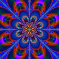 fractal blue red floral artwork