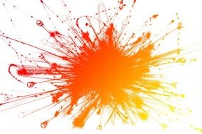 blot of orange paint on white background