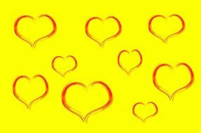 hearts on the yellow background