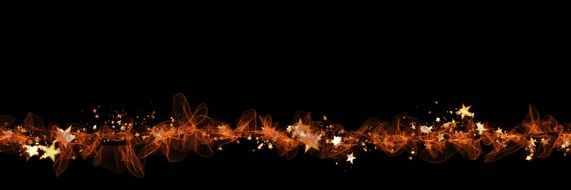 orange wave with stars on black background