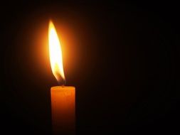 burning church candle in the dark
