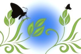 painted plants and butterflies