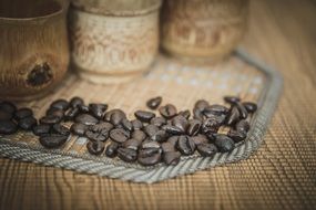 vintage tableware and roasted coffee beans