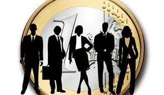 silhouettes of people against the background of a coin