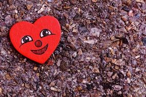 heart in the form of a smiley on a stone