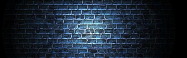 banner with blue brick wall