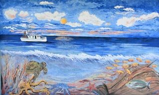 Fishing Boat Mural Painting