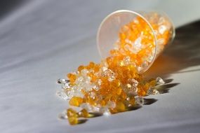 artificial white and orange stones